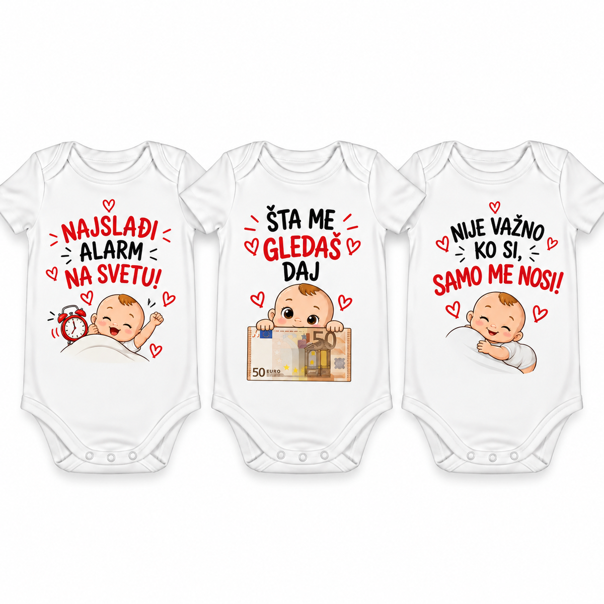 Set od 3 šaljiva bodića za bebe
