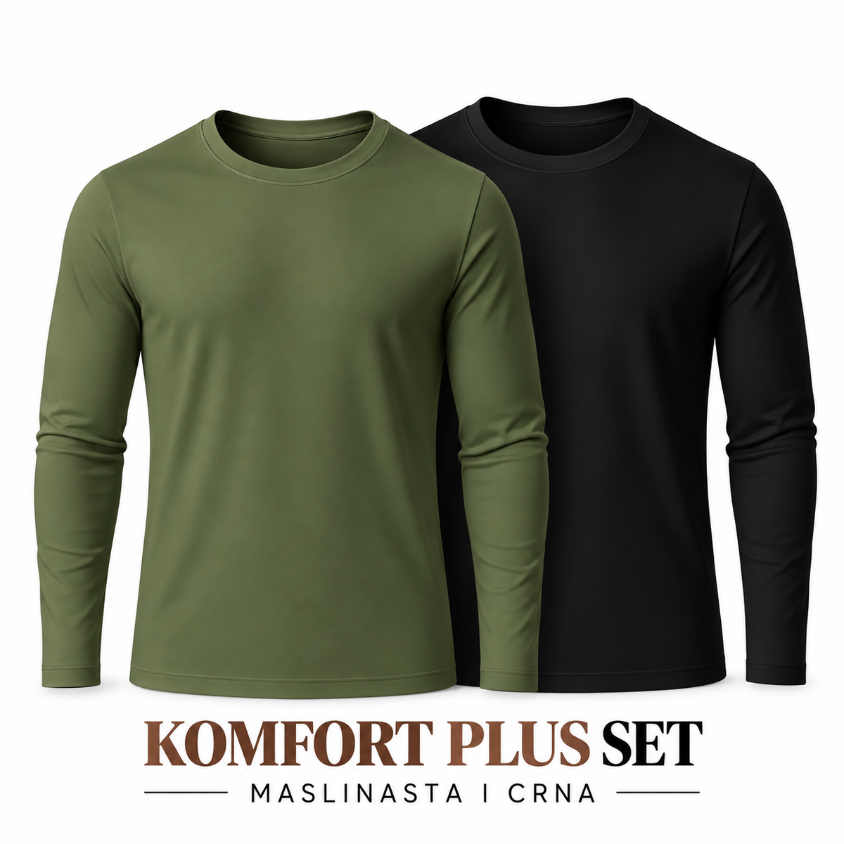 Komfort plus set- Crna i Maslinasta Bluza