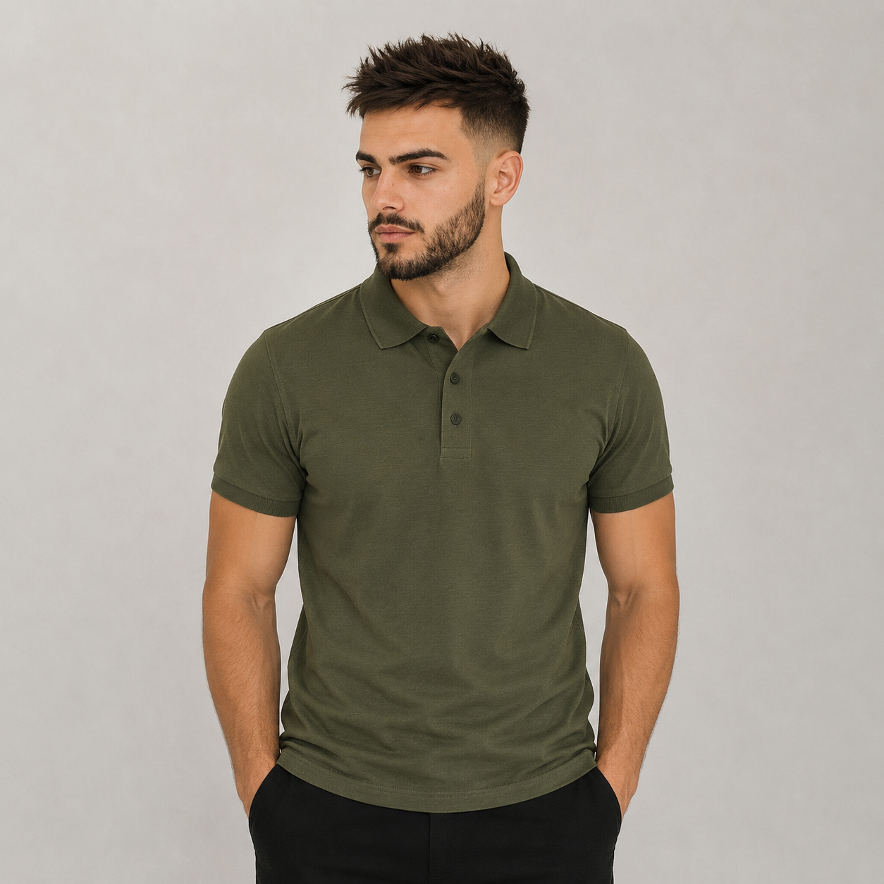 Urban polo muška majica - maslinasta