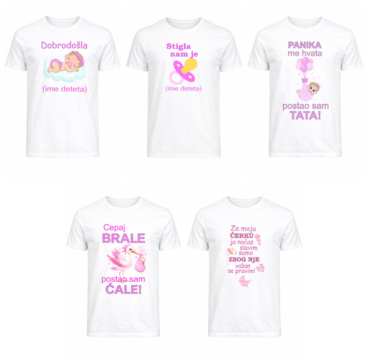 Majica za rođenje deteta - DEVOJČICA set od 5 različitih