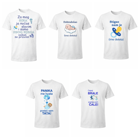 Majica za rođenje deteta - DEČAK  set od 5 različitih